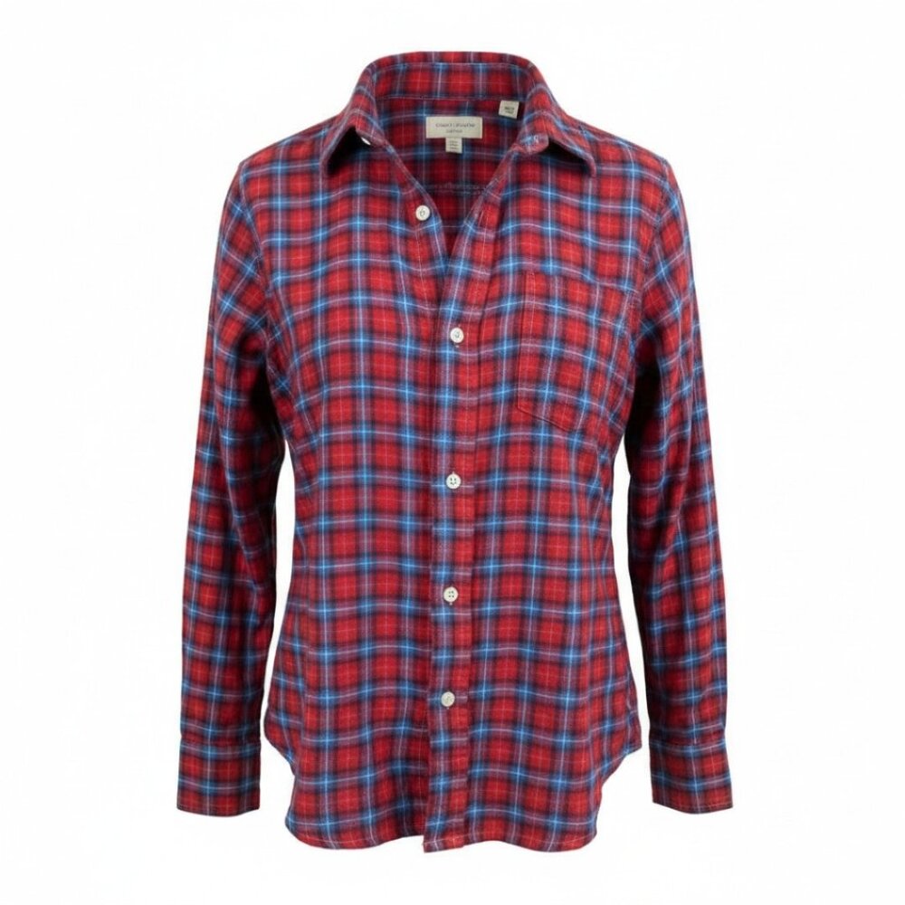 Frank & Eileen Barry Cotton Flannel Shirt | Soft Plaid Button-Down Small